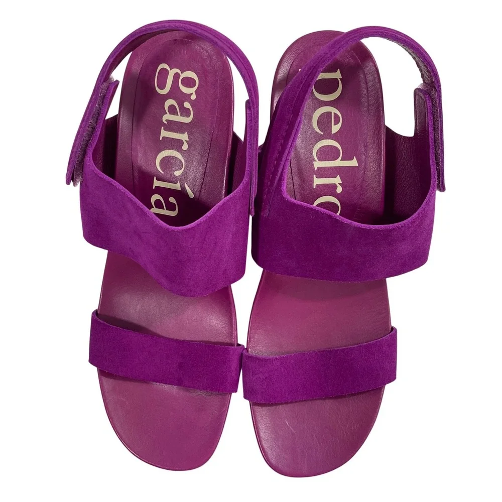 NWT Pedro Garcia Collins Purple Suede Slingback Block Heel Sandals Size 40 US 10